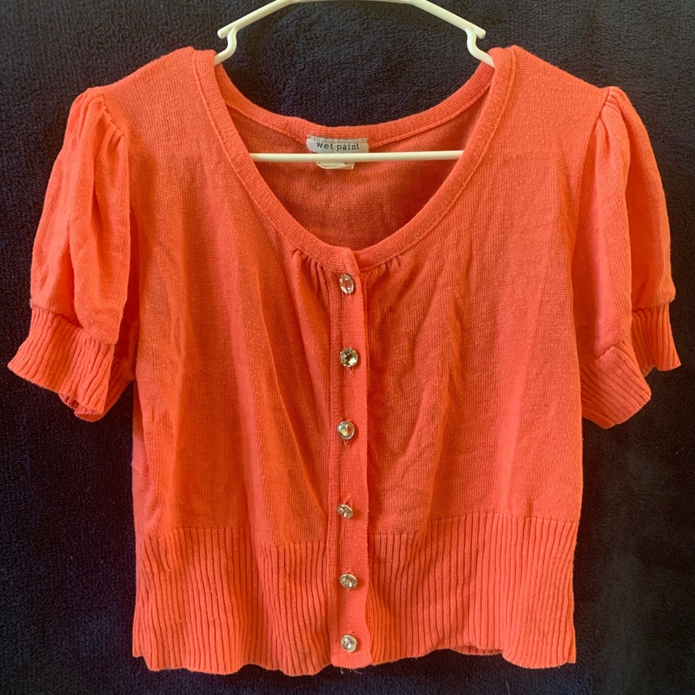 Short coral/pink cardigan